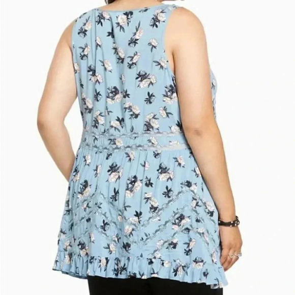 Torrid Floral Print Challis Hi-Lo Ruffle Tank Top 3X - Picture 3 of 7